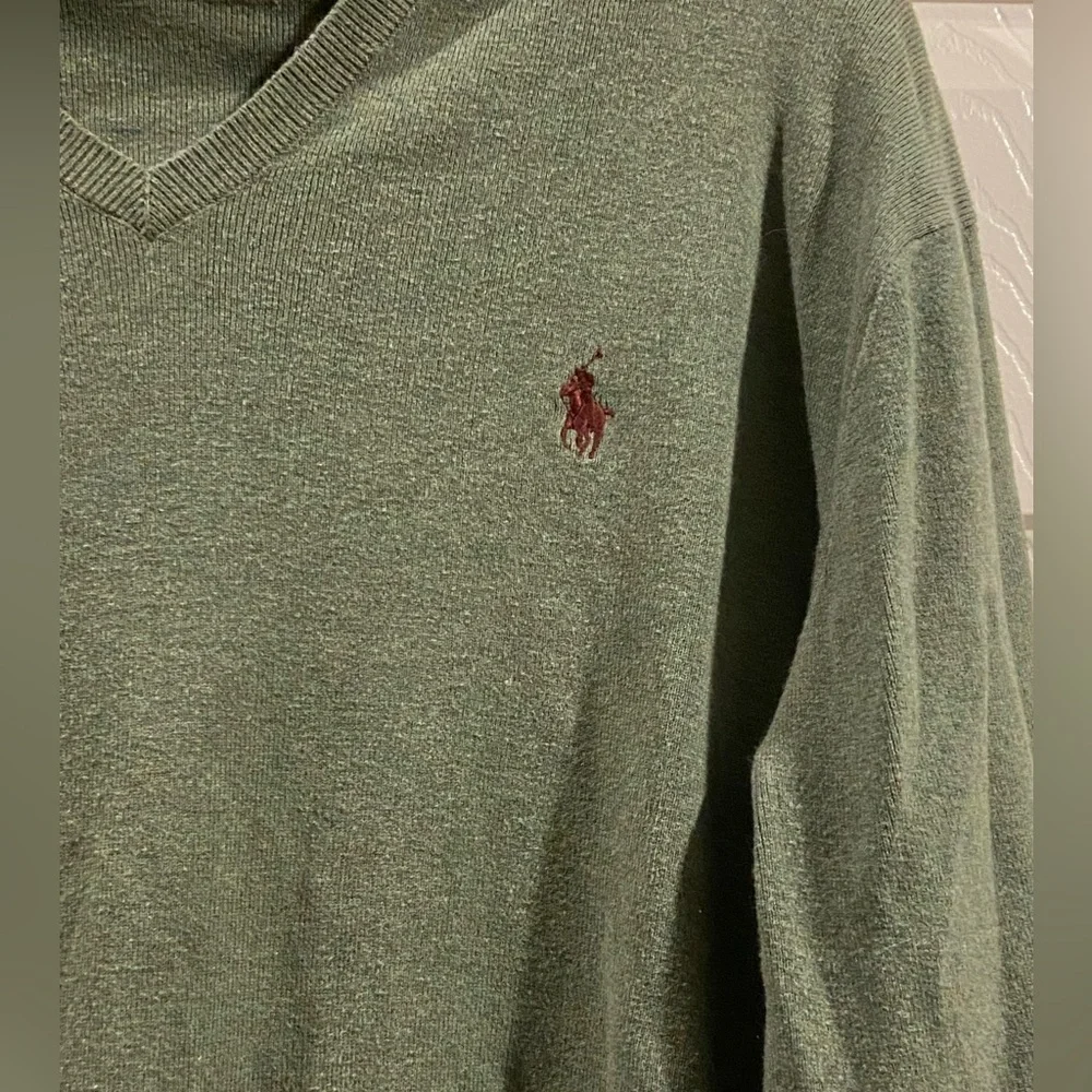 Polo Ralph Lauren Sweater Army Green V Neck Pima Cotton Men’s Size Large